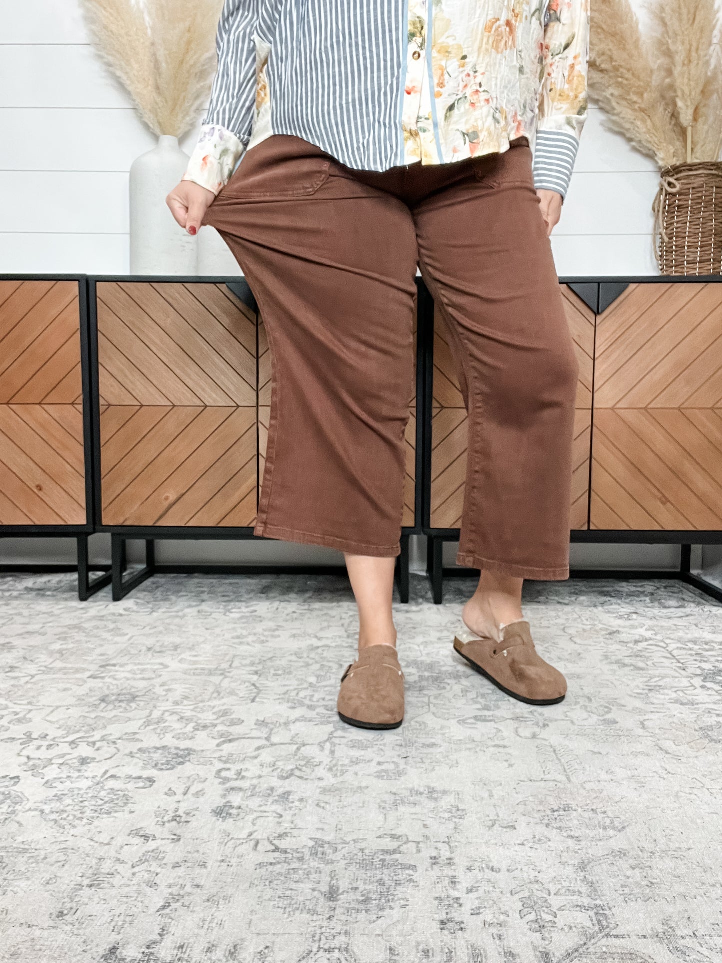 Judy Blue Maple Utility Pocket Wide Leg Crop