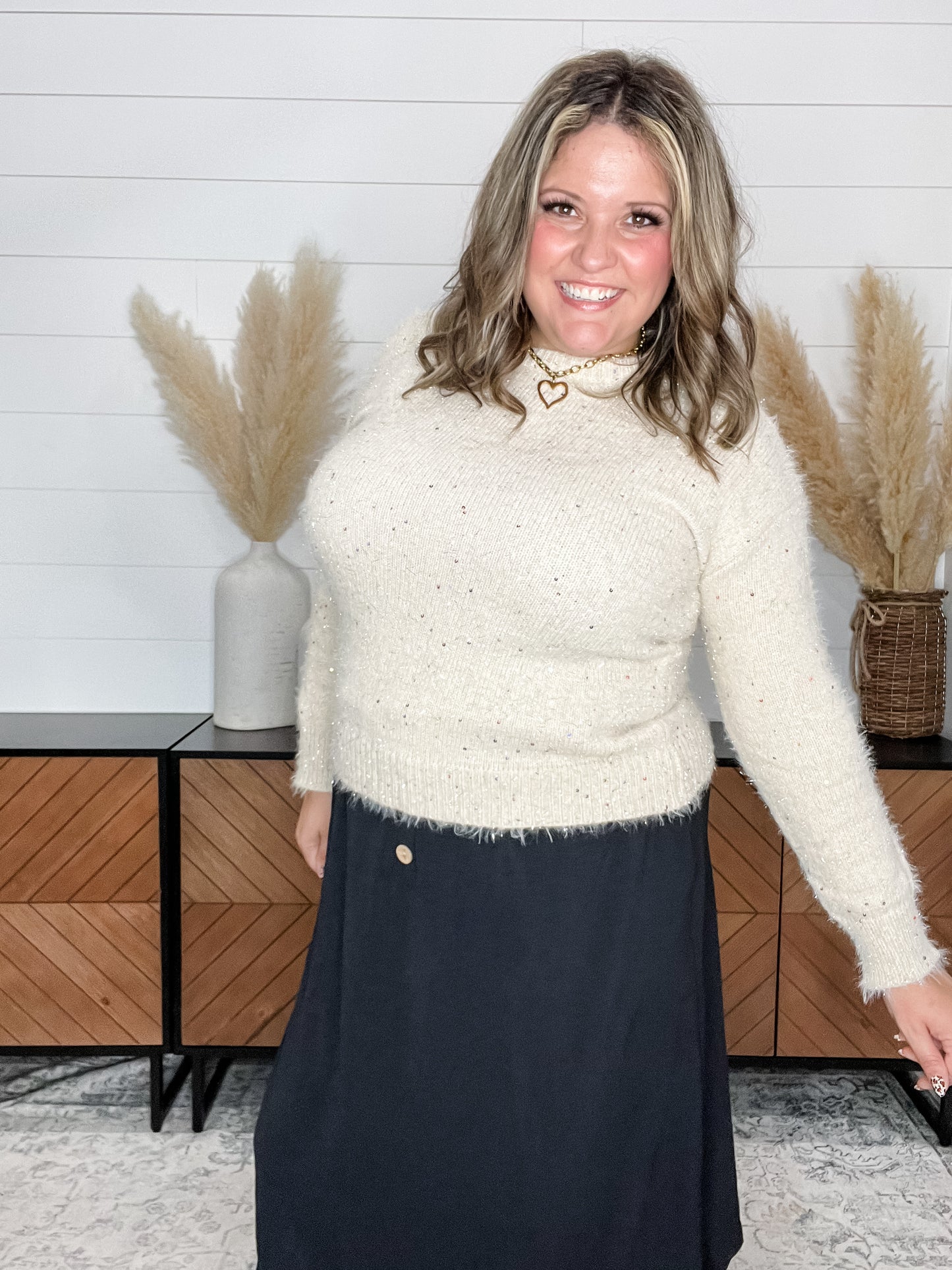 "Brilliant" Sweater with Rainbow Sequin Detail