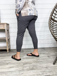"Gold Medal" High-Waisted Jogger Leggings (Charcoal)