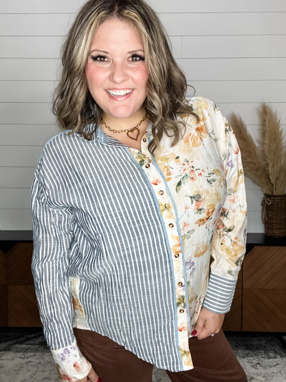 "Britta" Collared Long Sleeve Button Up