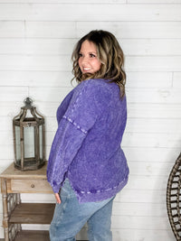 "Washout" Long Sleeve Mineral Wash V Neck Weekender