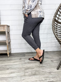 "Gold Medal" High-Waisted Jogger Leggings (Charcoal)