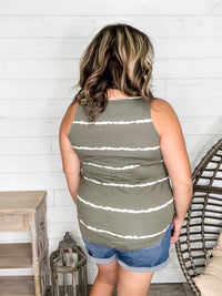 "Zigged Should Have Zagged" Relaxed Fit Tank (Black & Olive)