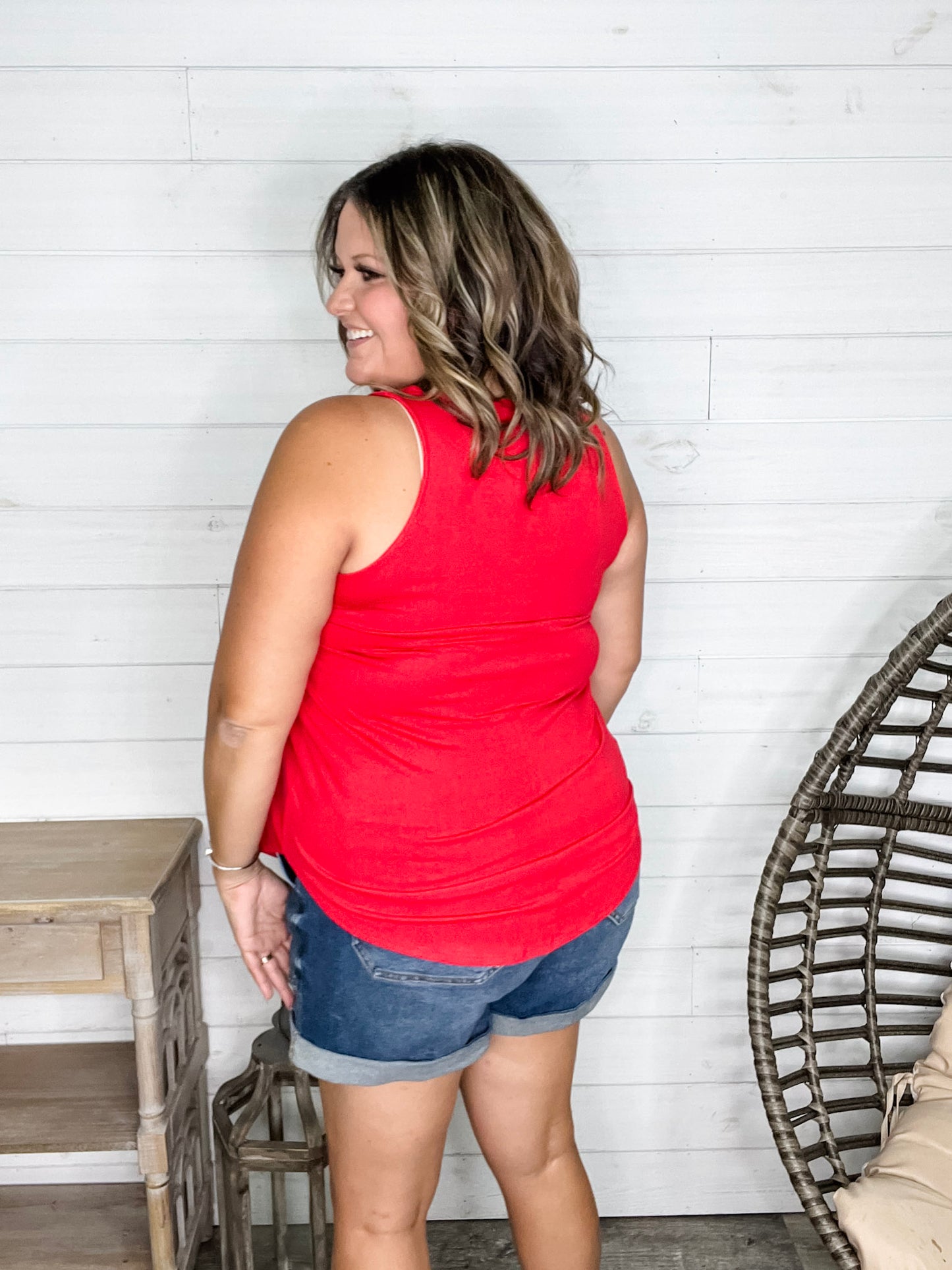 "It's Back" Relaxed Fit Tank (Ruby)