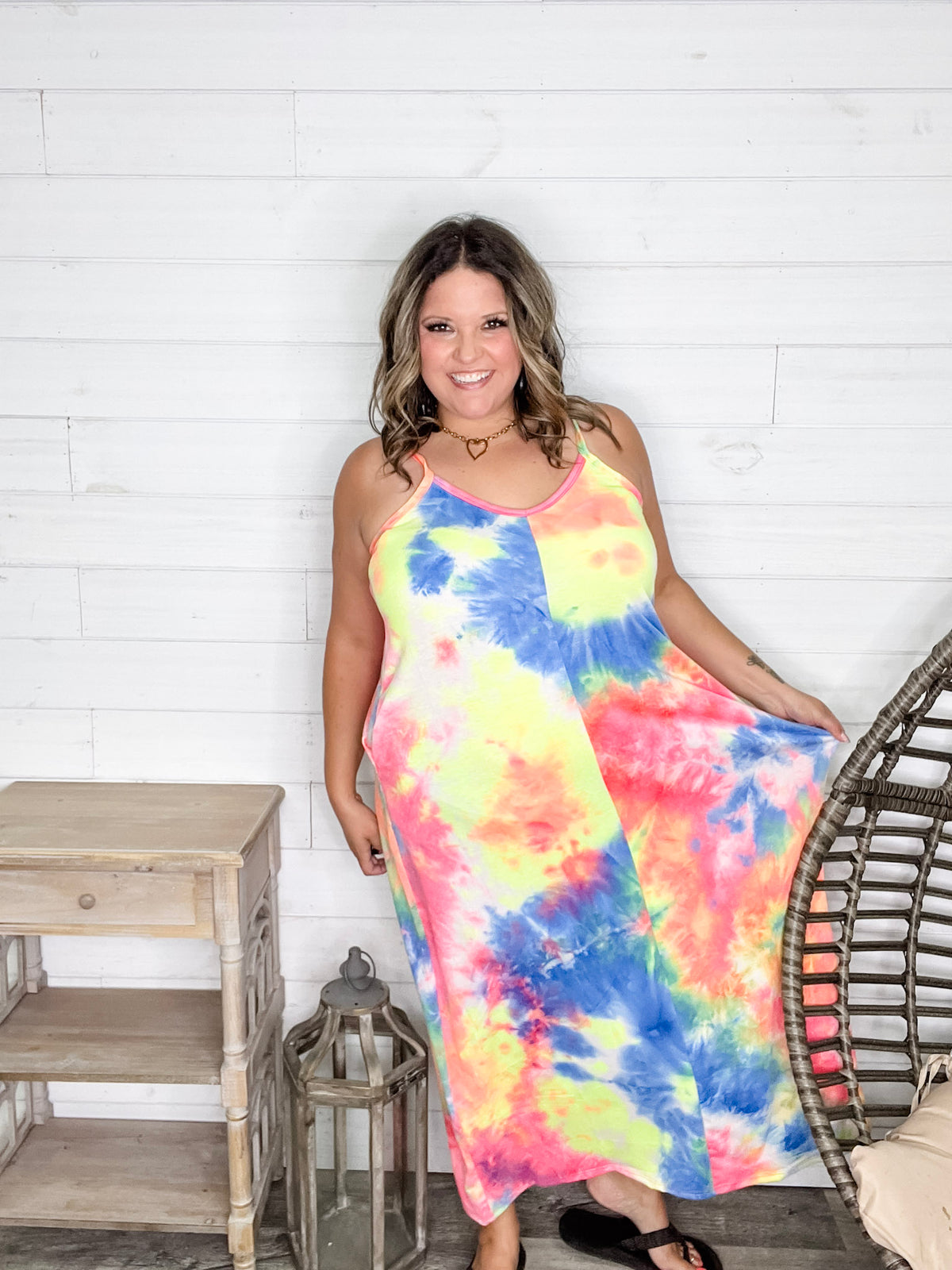 "Jones" Tie Dye Adjustable Strap Maxi