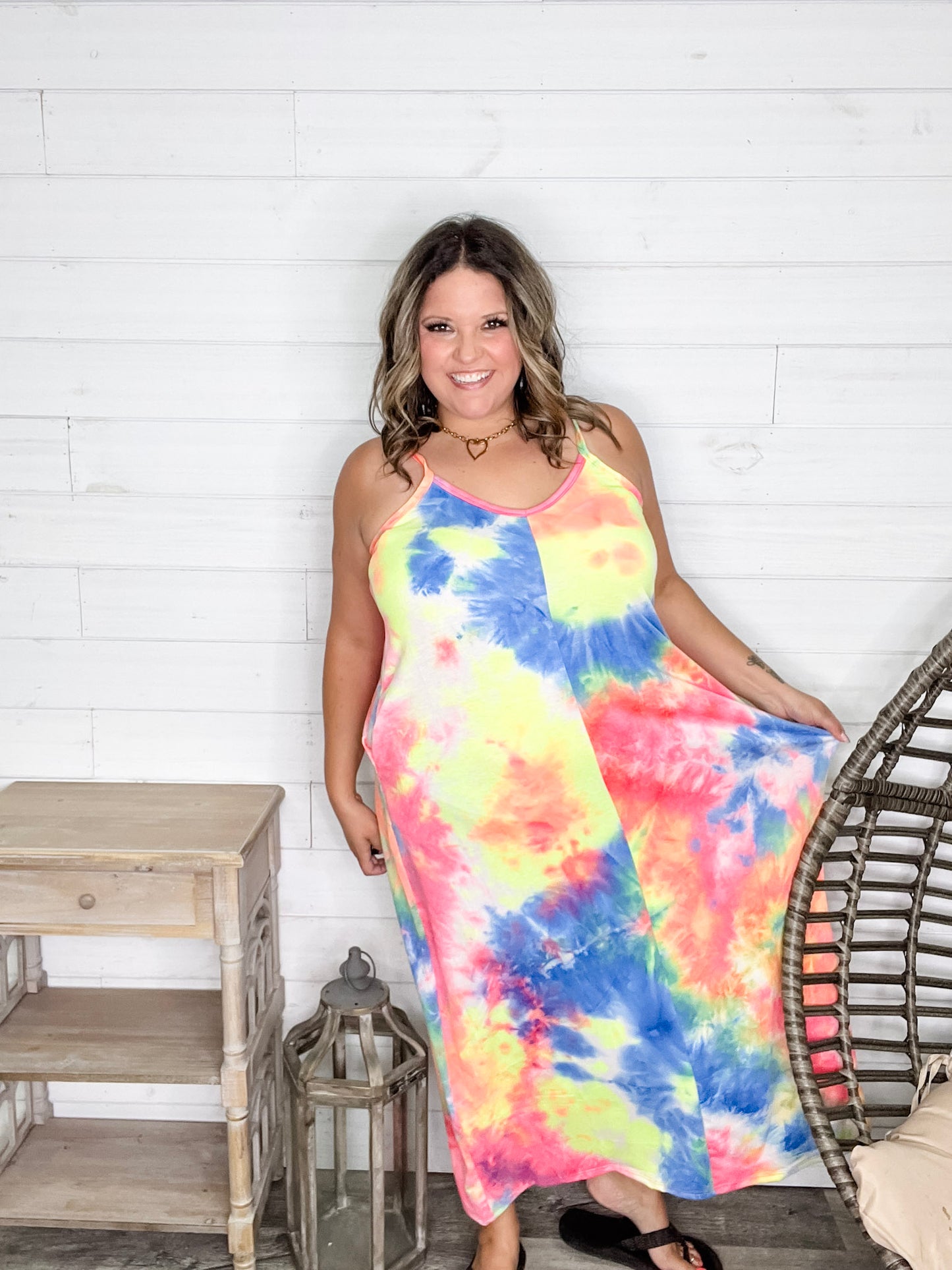 "Jones" Tie Dye Adjustable Strap Maxi