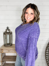 "Washout" Long Sleeve Mineral Wash V Neck Weekender