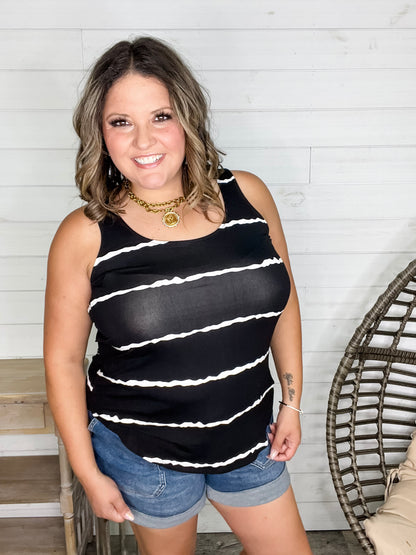 "Zigged Should Have Zagged" Relaxed Fit Tank (Black & Olive)