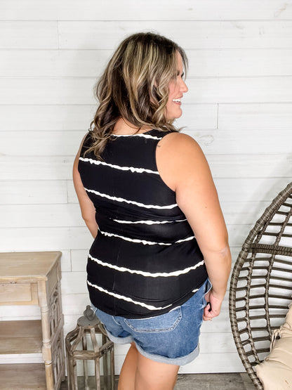 "Zigged Should Have Zagged" Relaxed Fit Tank (Black & Olive)