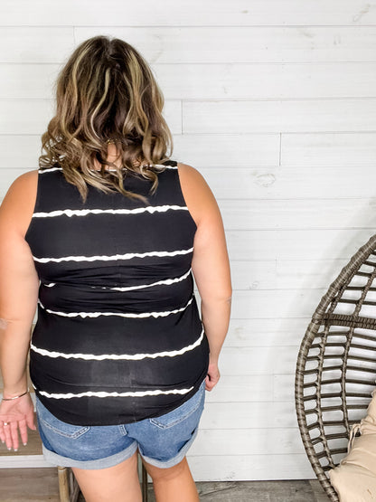 "Zigged Should Have Zagged" Relaxed Fit Tank (Black & Olive)