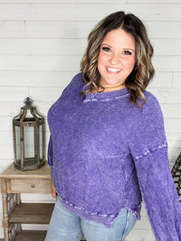 "Washout" Long Sleeve Mineral Wash V Neck Weekender