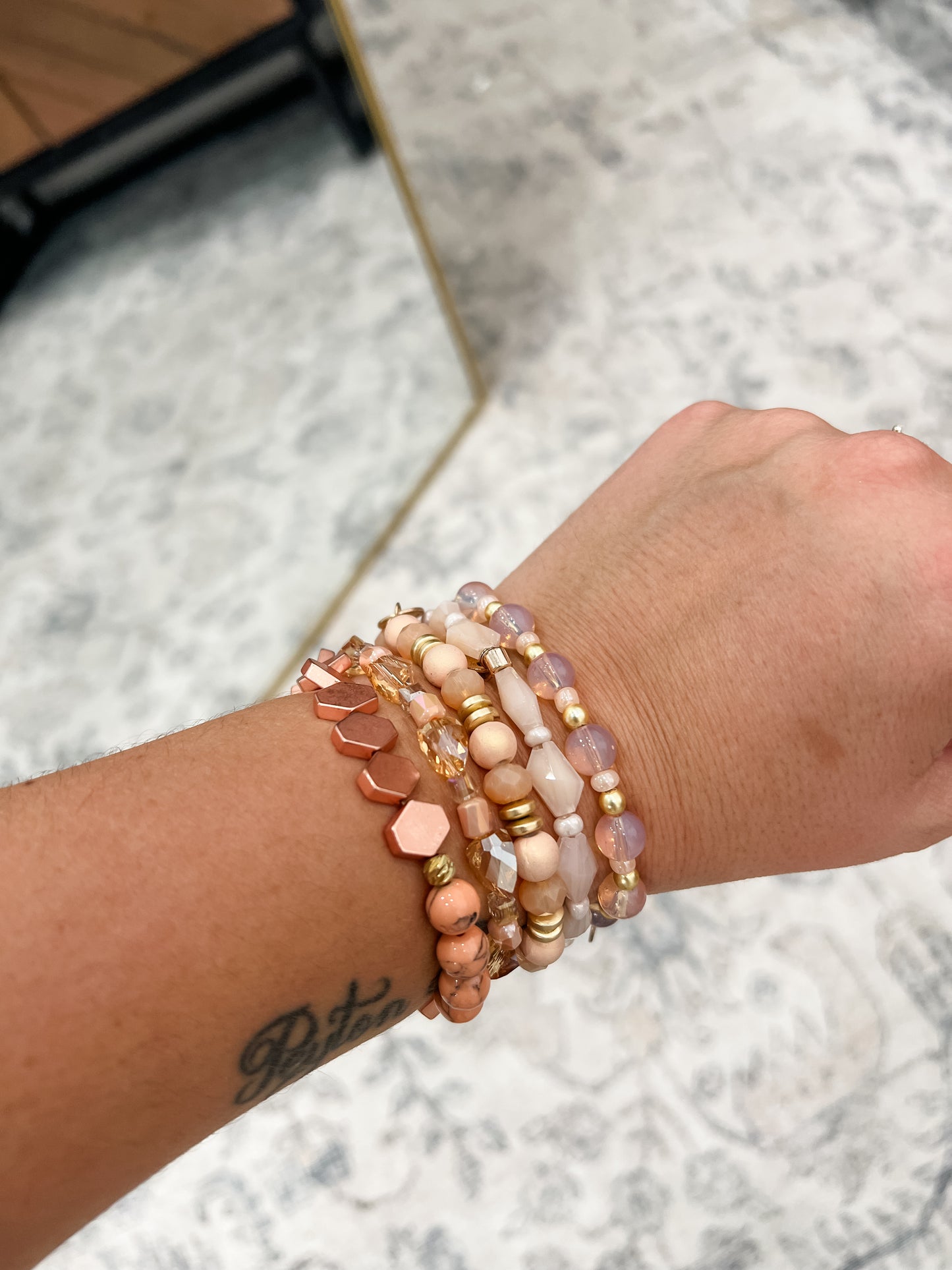 Erimish Hand Strung Beaded Bracelet (Set of 5 Stackable Bracelets)