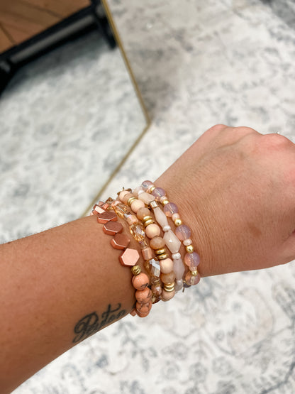 Erimish Hand Strung Beaded Bracelet (Set of 5 Stackable Bracelets)