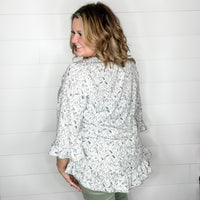 "Morningside" Floral 3/4 Sleeve Peasant Style Tops