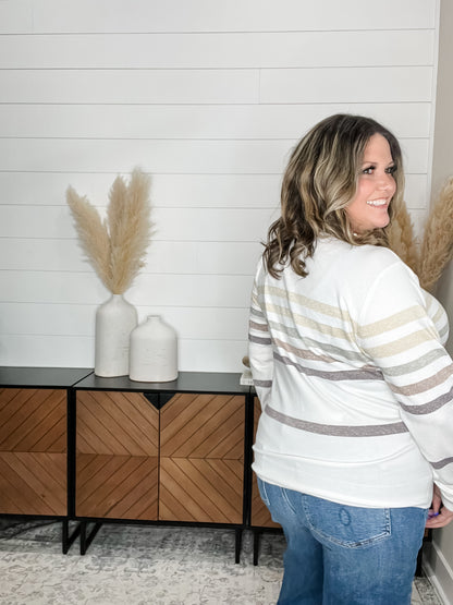 "Ambler" Long Sleeve Glitter Striped Sweater