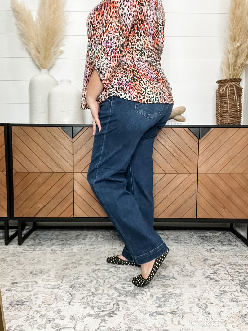 Judy Blue “Have Mercy” Double Button Trouser Wide Leg Jeans