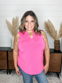 Dear Scarlett "Ok Maybe This" Sleeveless Split Neck (Pop Pink)