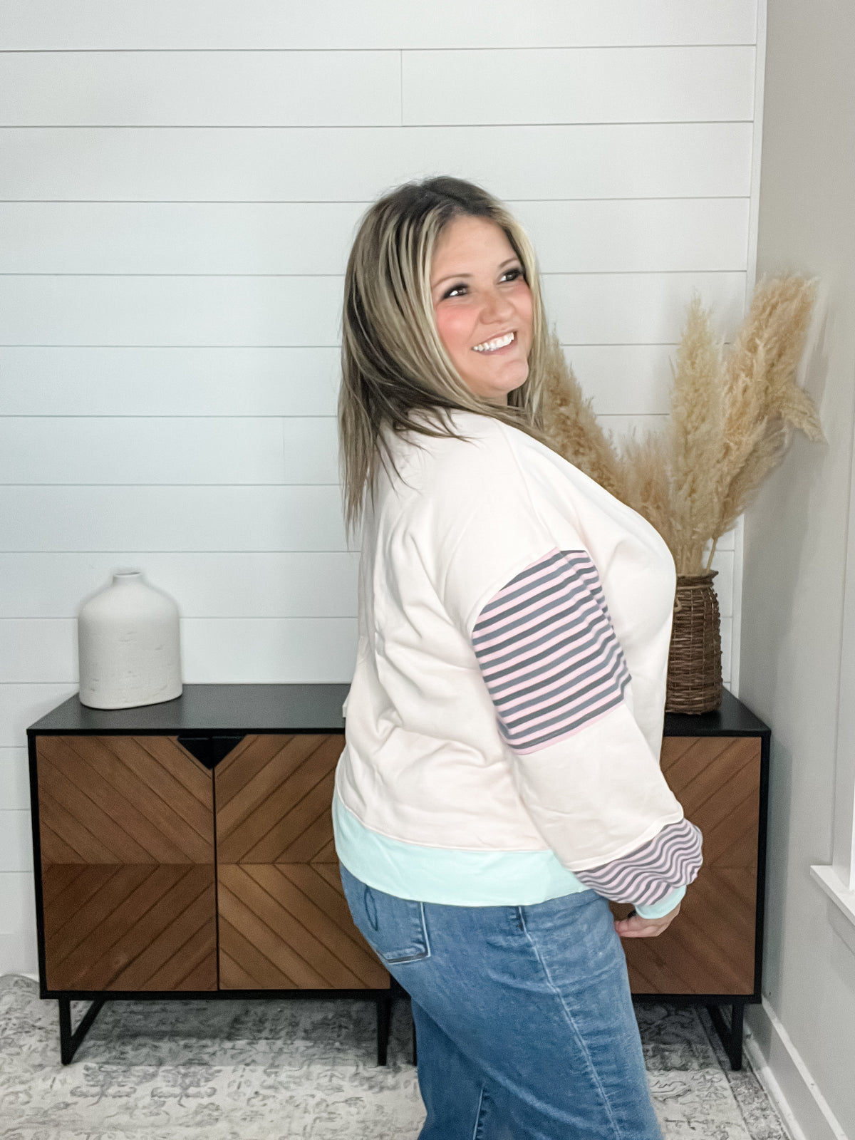 "Racine" Oversized Stripe Colorblock Long Sleeve