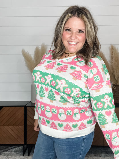 "Candy Cane Lane" Holiday V Neck Sweater