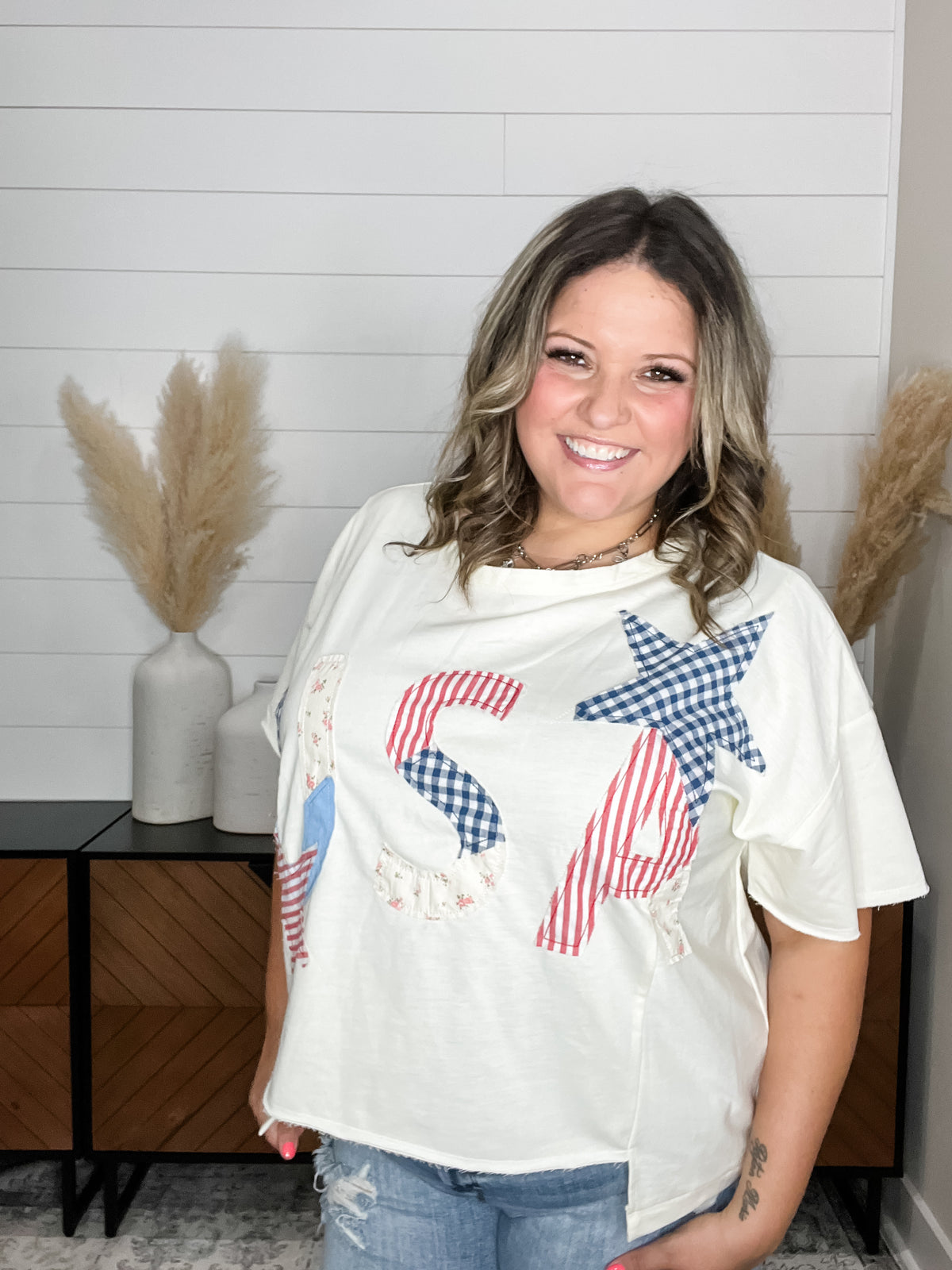 Bibi Patchwork "USA" Oversized Short Sleeve