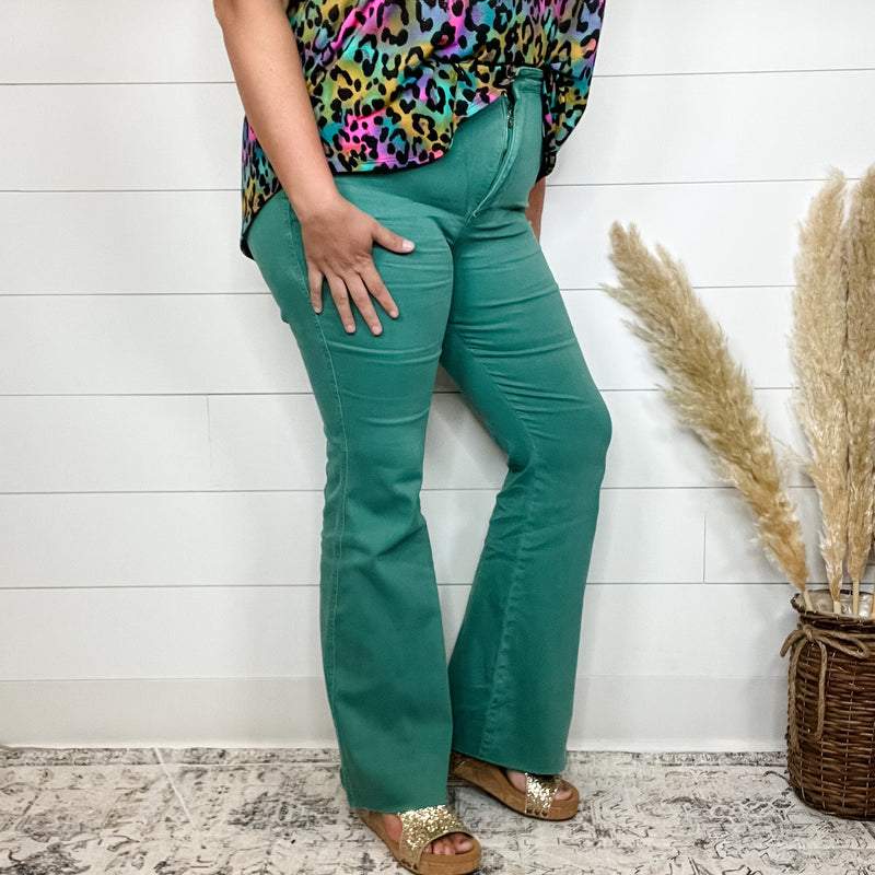 Judy Blue Jeans  Plus Size Olive Tummy Control Release Hem Flare