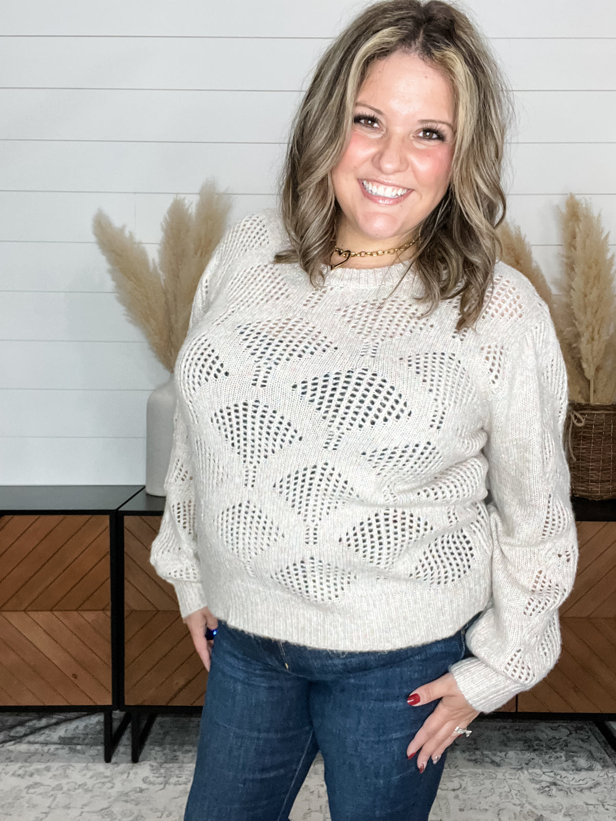 "Hop Along" Wide Weft Long Sleeve Sweater