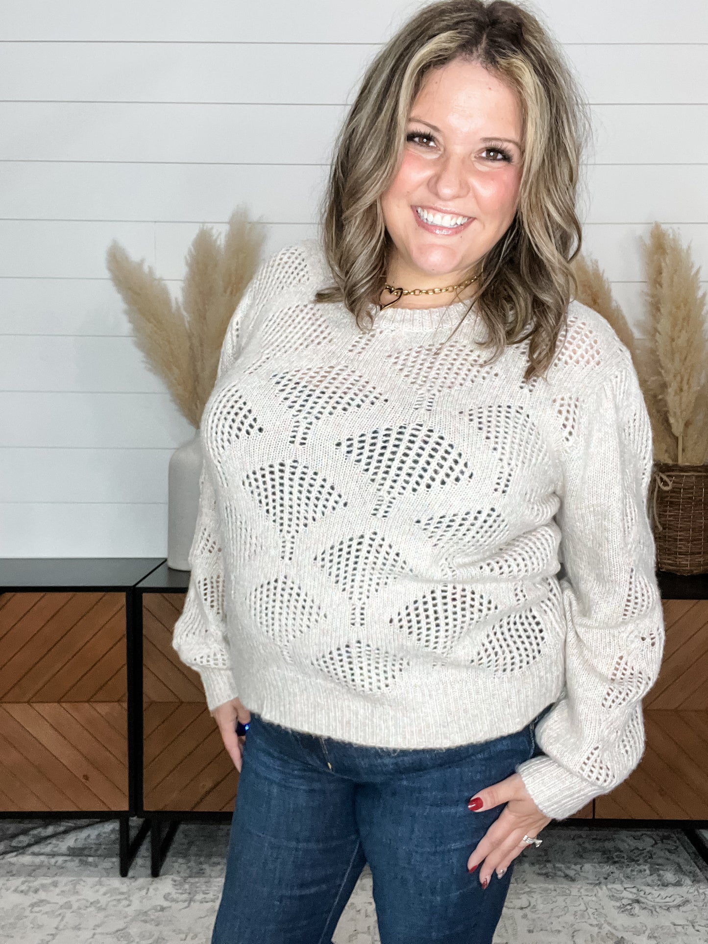 "Hop Along" Wide Weft Long Sleeve Sweater
