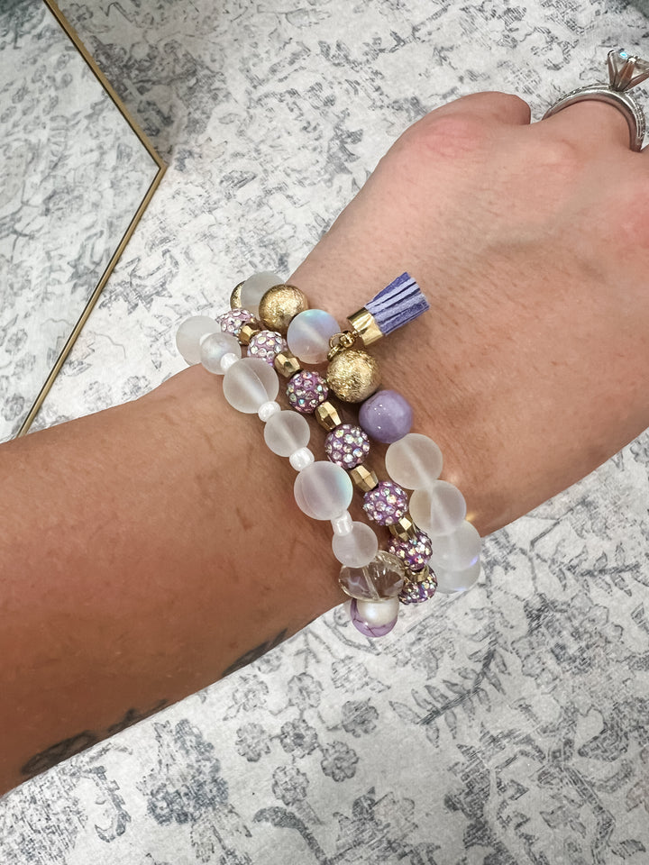 Purple Erimish Pave Beads & Druzy Bracelets