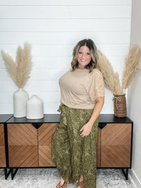 "Topeka" Casual Wide Leg Side Slit  Pants