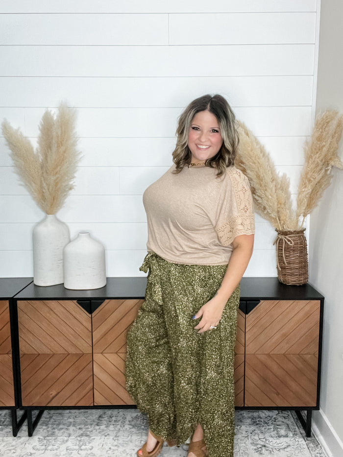 "Topeka" Casual Wide Leg Side Slit  Pants