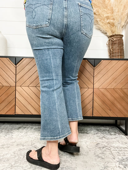 Judy Blue "Sally Mae" Tummy Control Cropped Kick Flare Jeans
