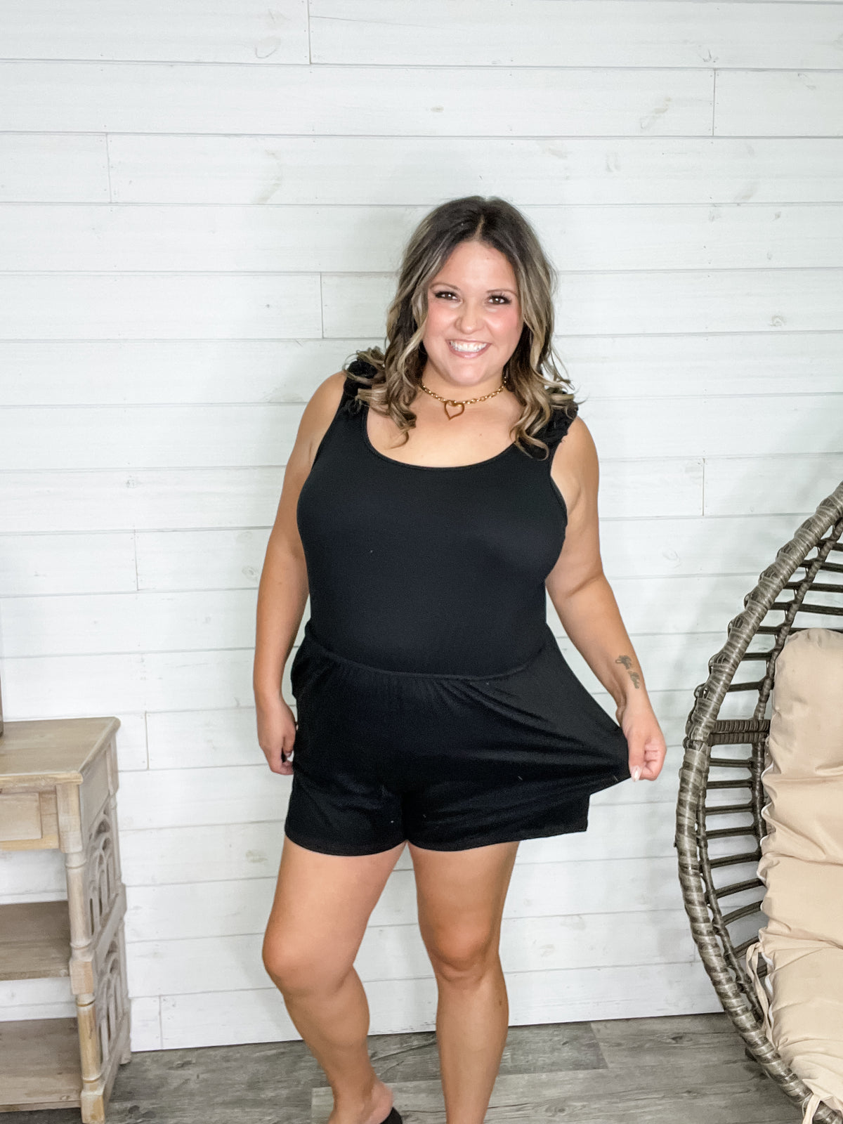 "Divide" Tank Romper with Pockets