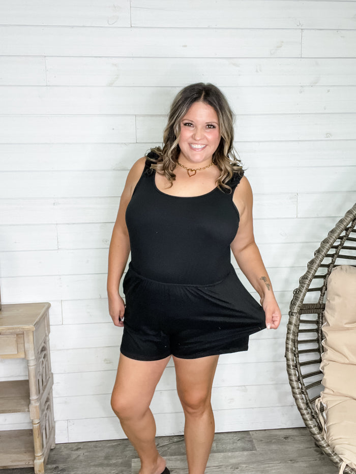 "Divide" Tank Romper with Pockets
