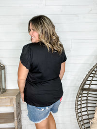 "Just The Beginning Chapter Two" Solid Tulip Sleeve V Neck (Black)