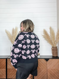 Jack O Lantern and Bow Front Tie Cardigan
