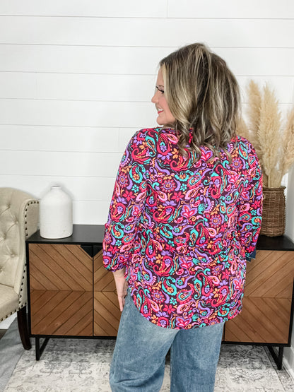 "Kingfisher" 3/4 Sleeve Split Neck