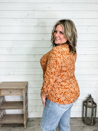 "Rhombus" 3/4 Sleeve Button Front Lizzy Luxe
