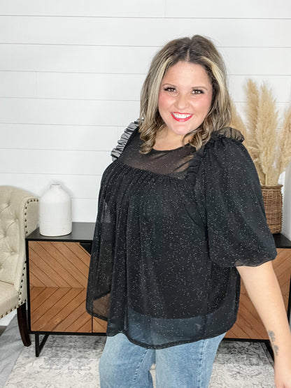 "Ophelia" Sparkle Tulle Bubble Sleeve