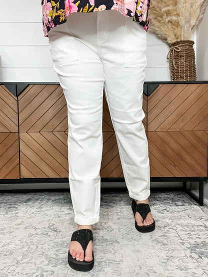 Judy Blue "Creme De La Creme" White Jogger