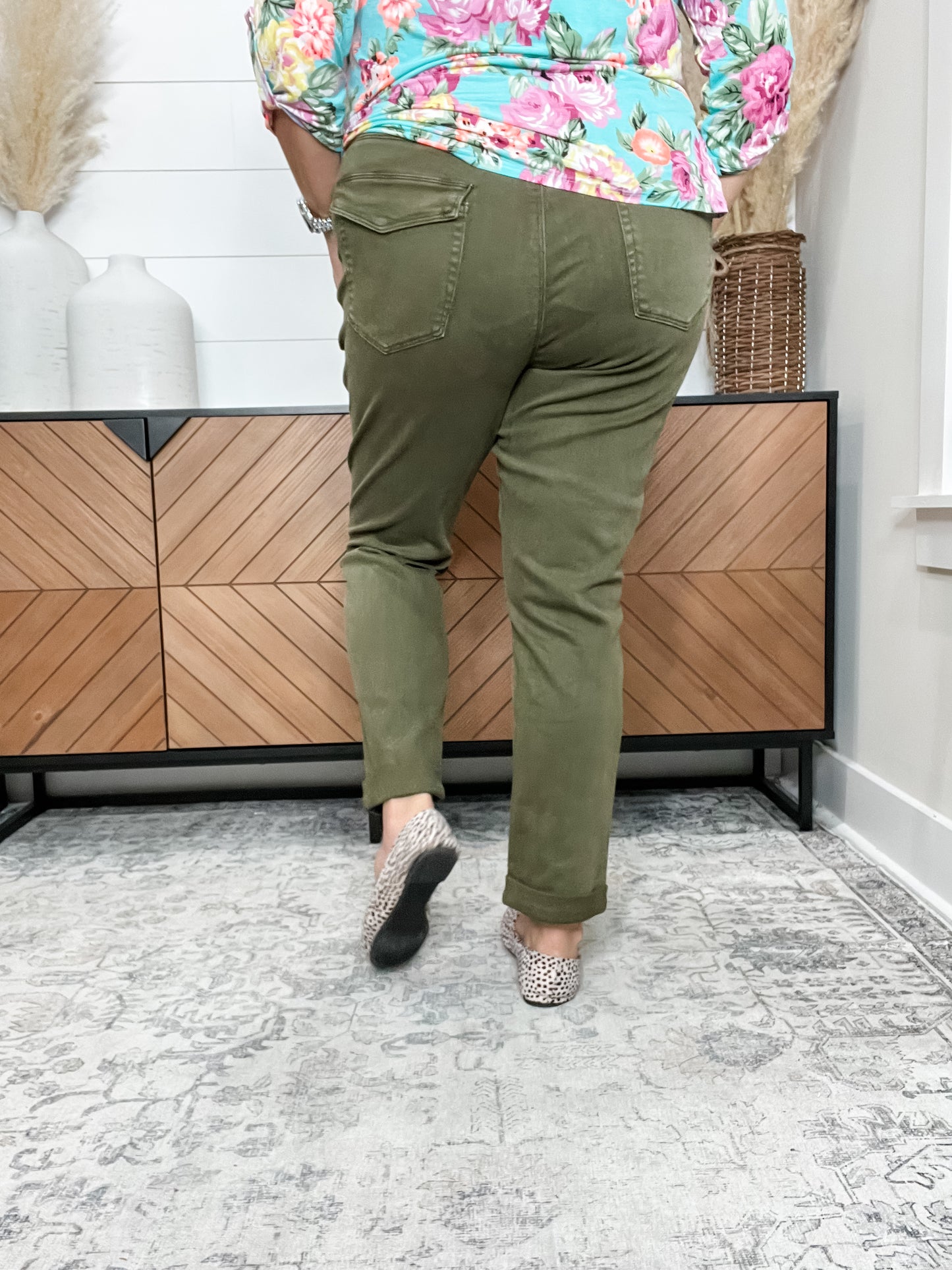 Judy Blue Aurora Olive Cuffed Weekender