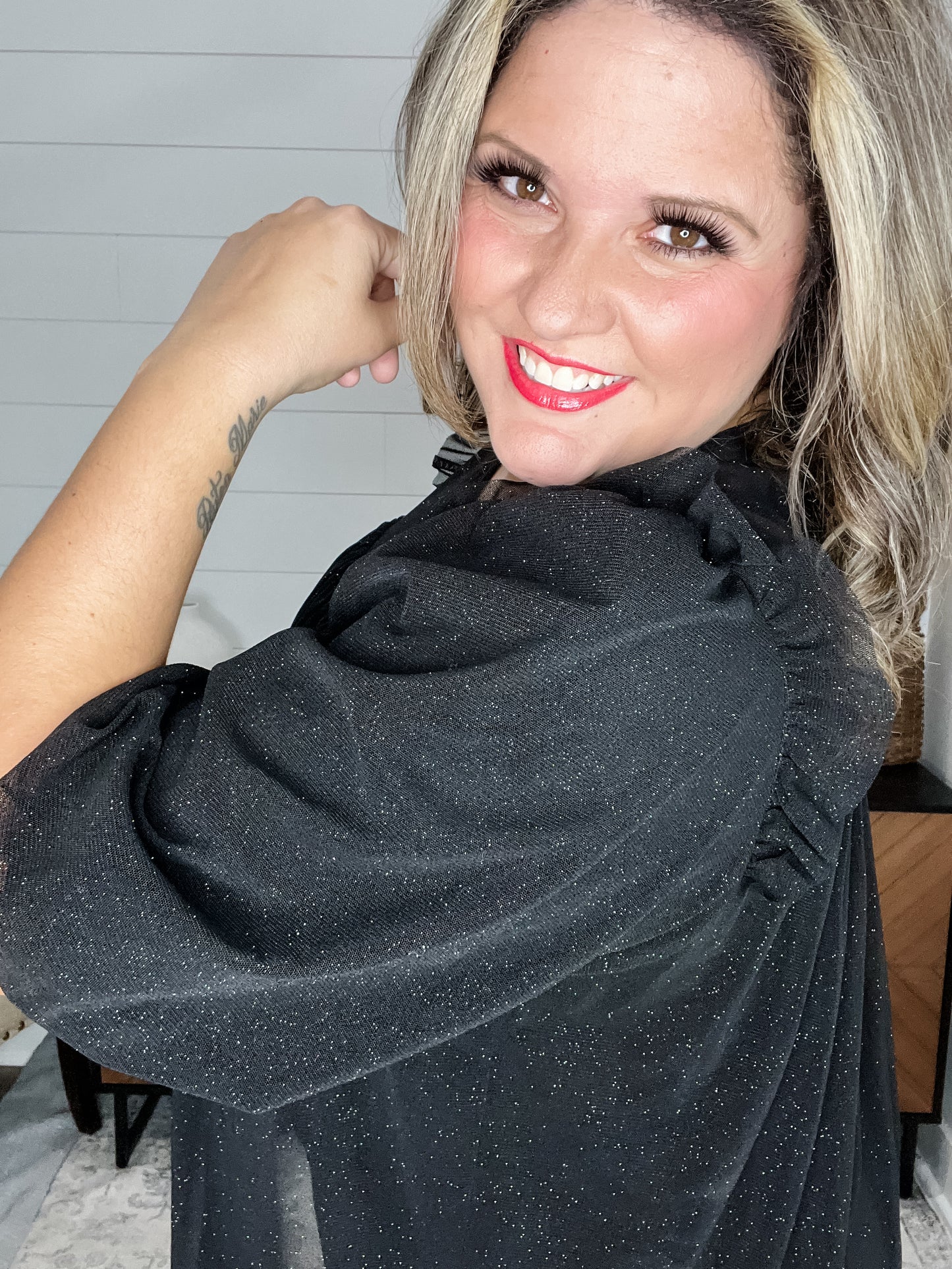 "Ophelia" Sparkle Tulle Bubble Sleeve