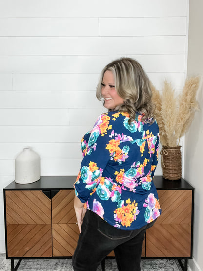 "Dion" Dear Scarlett 3/4 Sleeve Split Neck