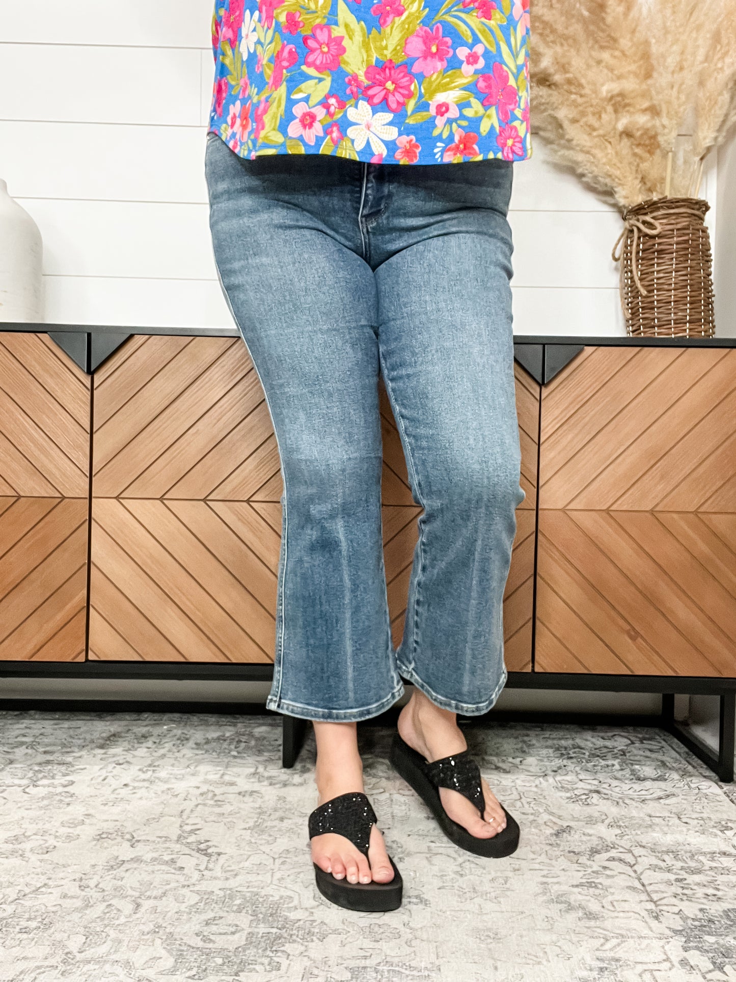 Judy Blue "Sally Mae" Tummy Control Cropped Kick Flare Jeans