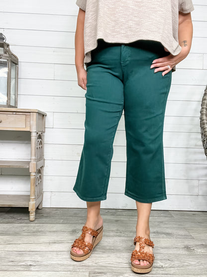 Judy Blue "The Real Teal" Tummy Control Wide Leg Crops