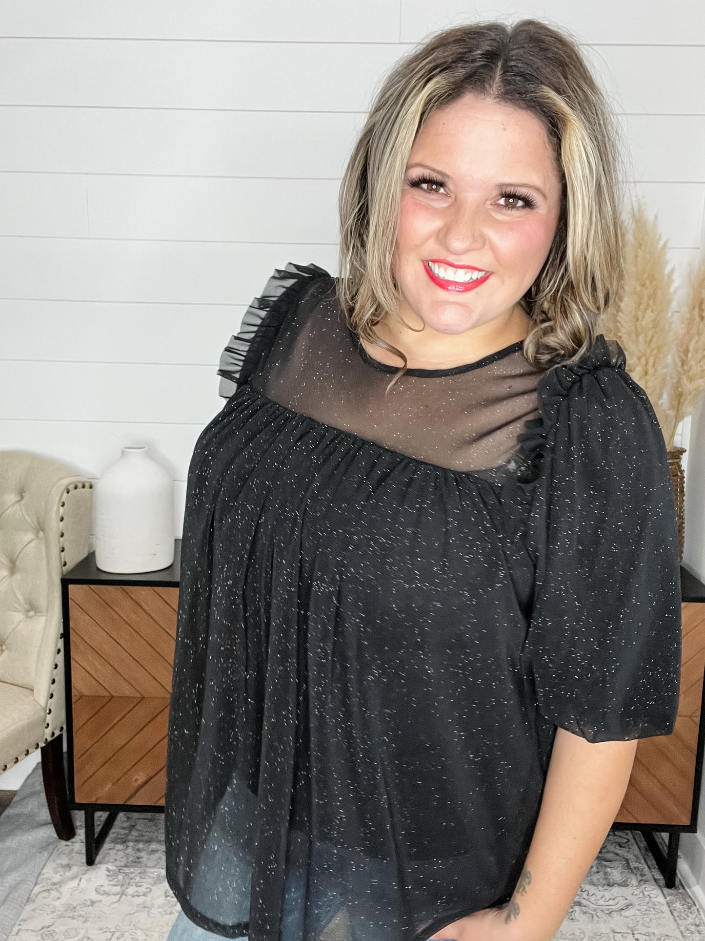 "Ophelia" Sparkle Tulle Bubble Sleeve