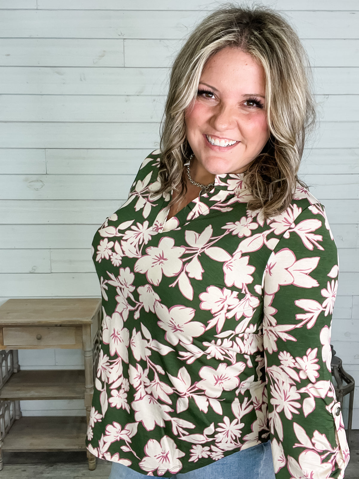 "Turtle" 3/4 Sleeve Split Neck