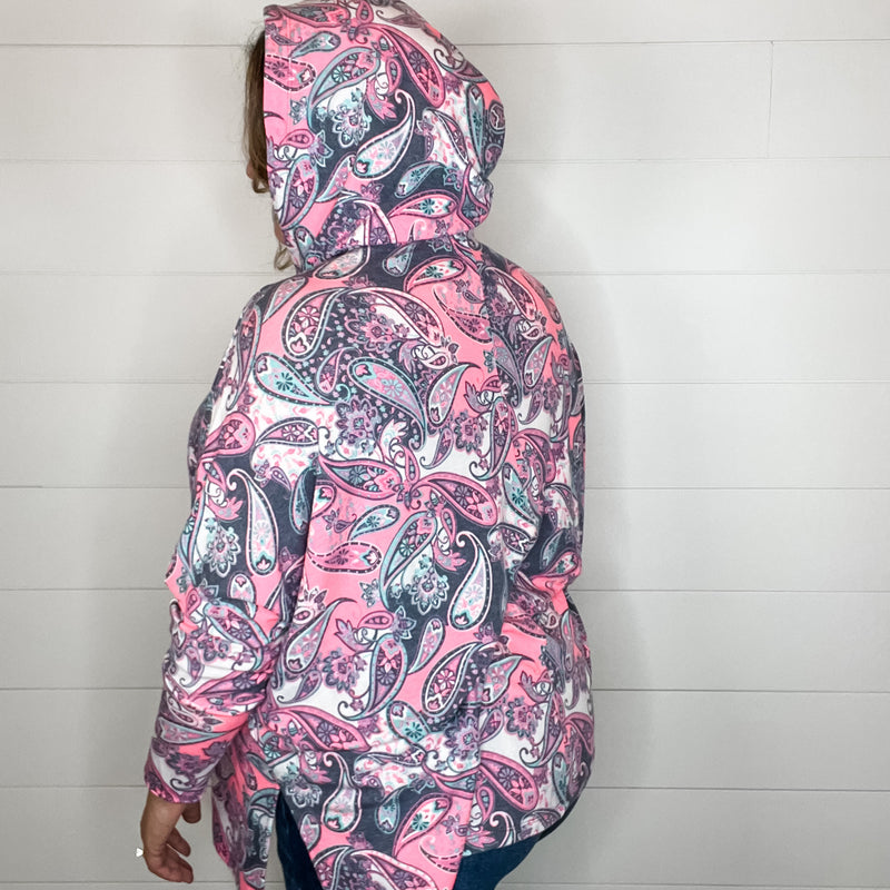 "Spin A Web" Paisley Hoodie with Side Slits