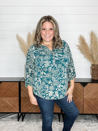 Dear Scarlett "Wilderness" 3/4 Sleeve Button Front Lizzy Luxe