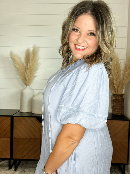 "Cupie" Bubble Sleeve Midi Dress