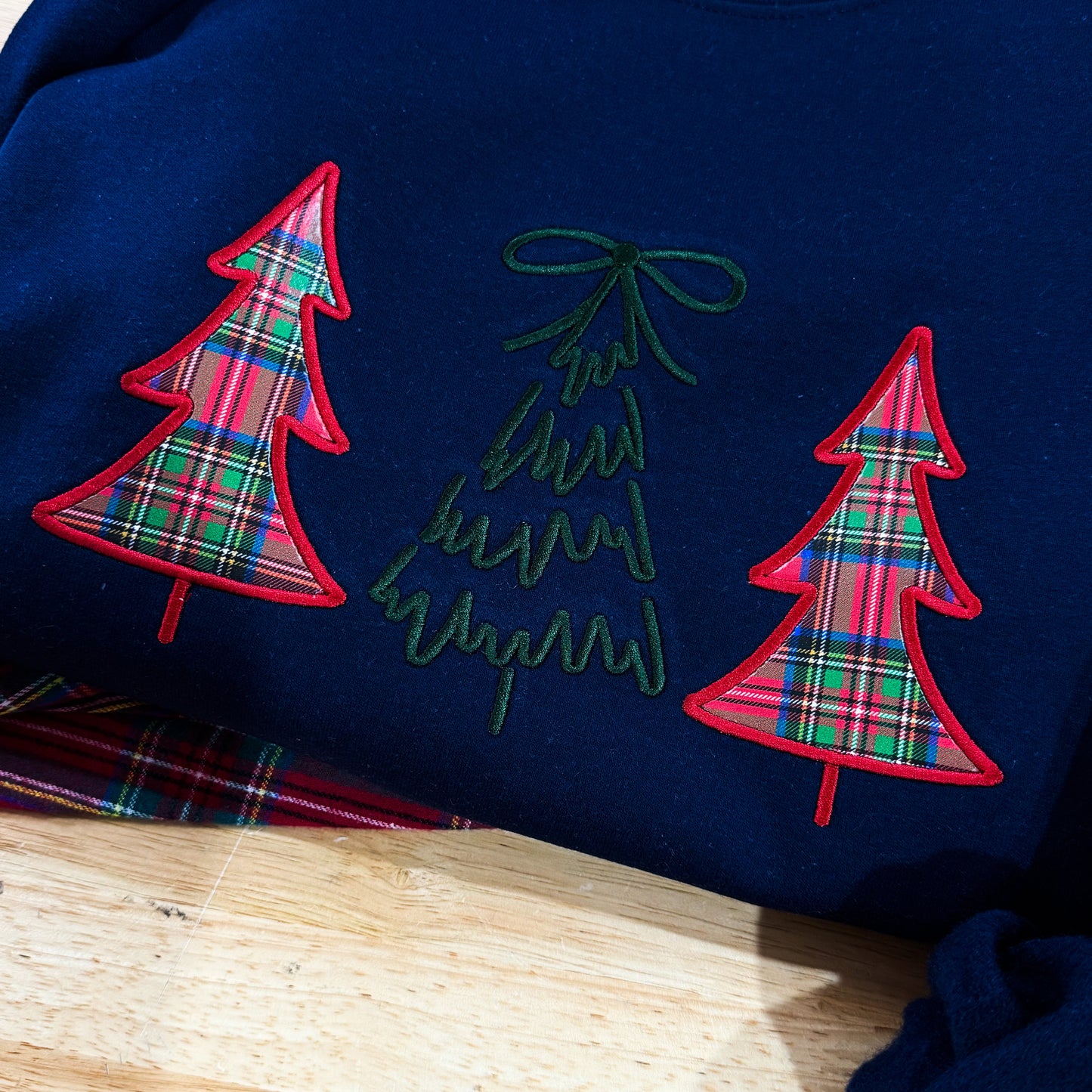 Tartan plaid appliqué sweatshirt